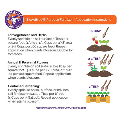 Purple Cow Organics Natural BioActive All Purpose Fertilizer Mix, 5lb Bag (4 Pk)