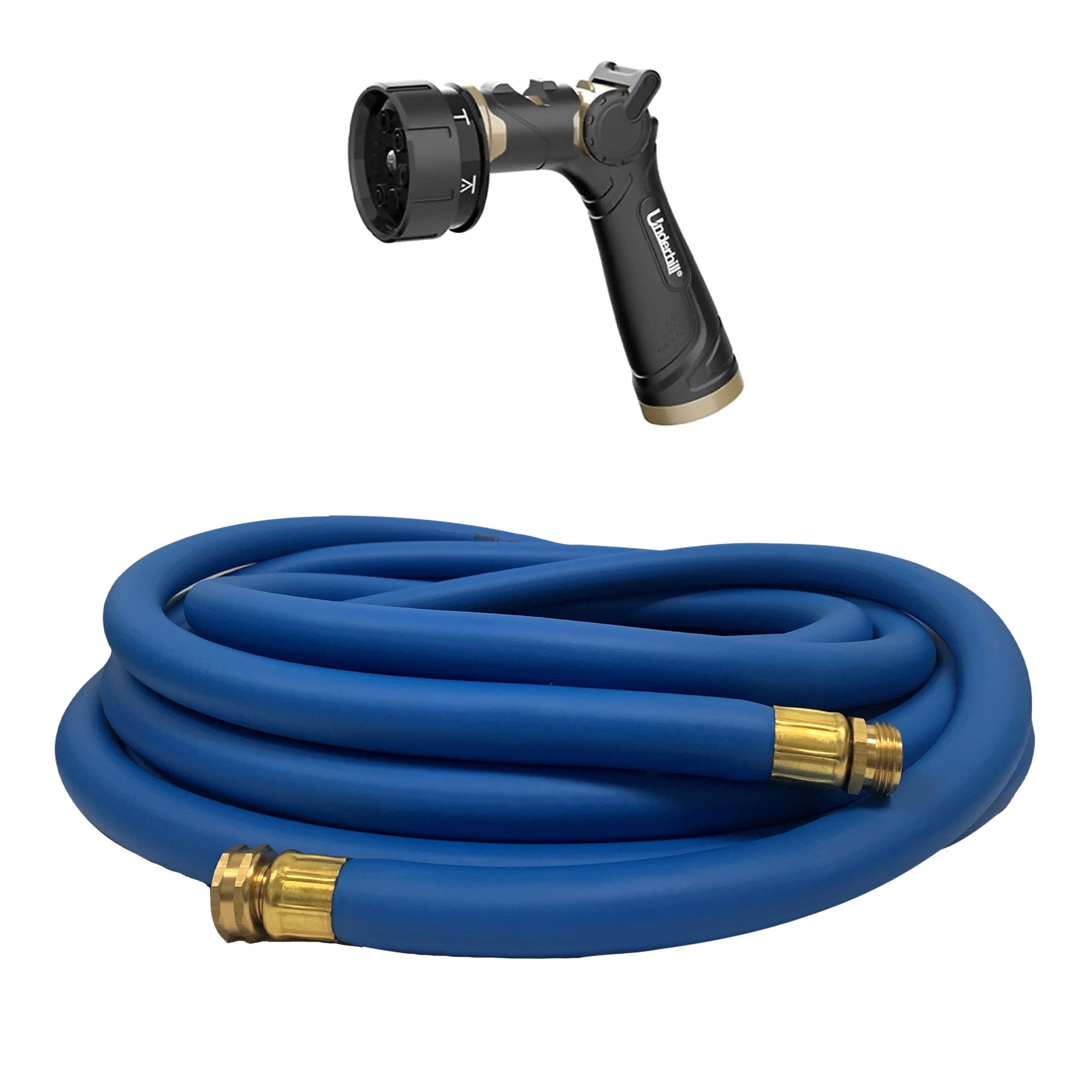 Underhill Ultramax Blue 50' Garden Hose w/ Proline Master Gold 7 Spray Nozzle