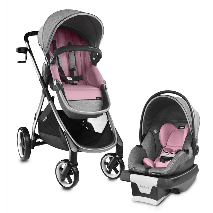 Evenflo Gold Shyft Travel System Set with SecureMax Infant Car Seat, Opal Pink - VMInnovations