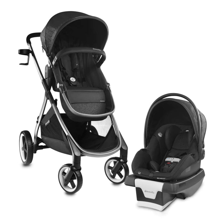 Evenflo Gold Shyft Travel System Stroller with SecureMax Car Seat, Onyx Black - VMInnovations