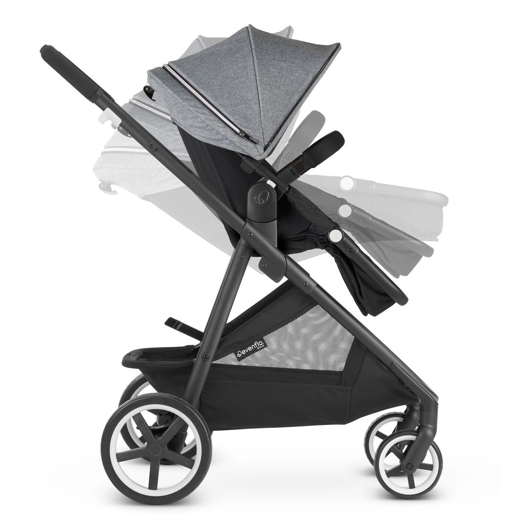 Evenflo Gold Shyft Travel System Stroller w/ SecureMax Car Seat, Moonstone Grey - VMInnovations