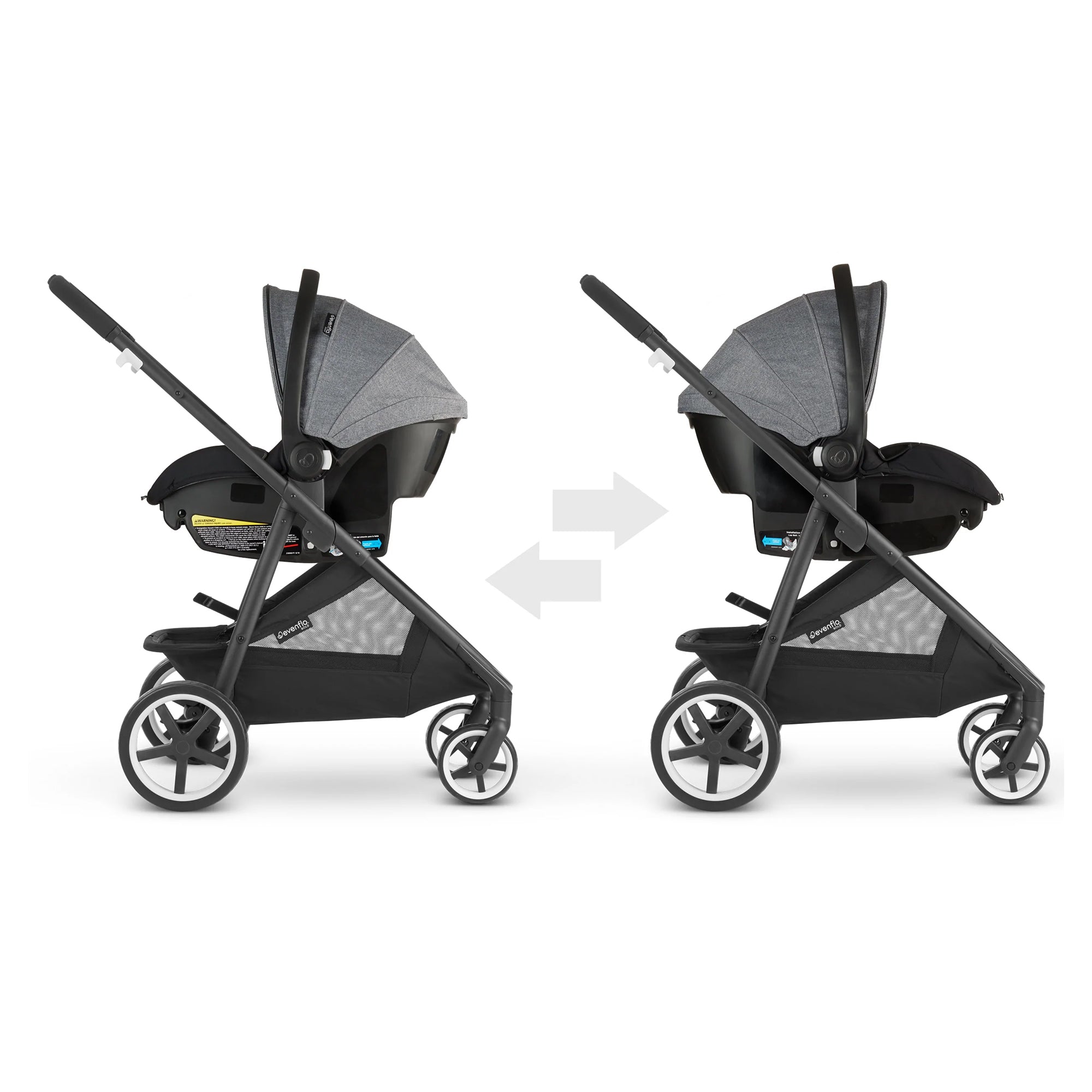 Evenflo Gold Shyft Travel System Stroller with SecureMax Car Seat, Onyx Black - VMInnovations
