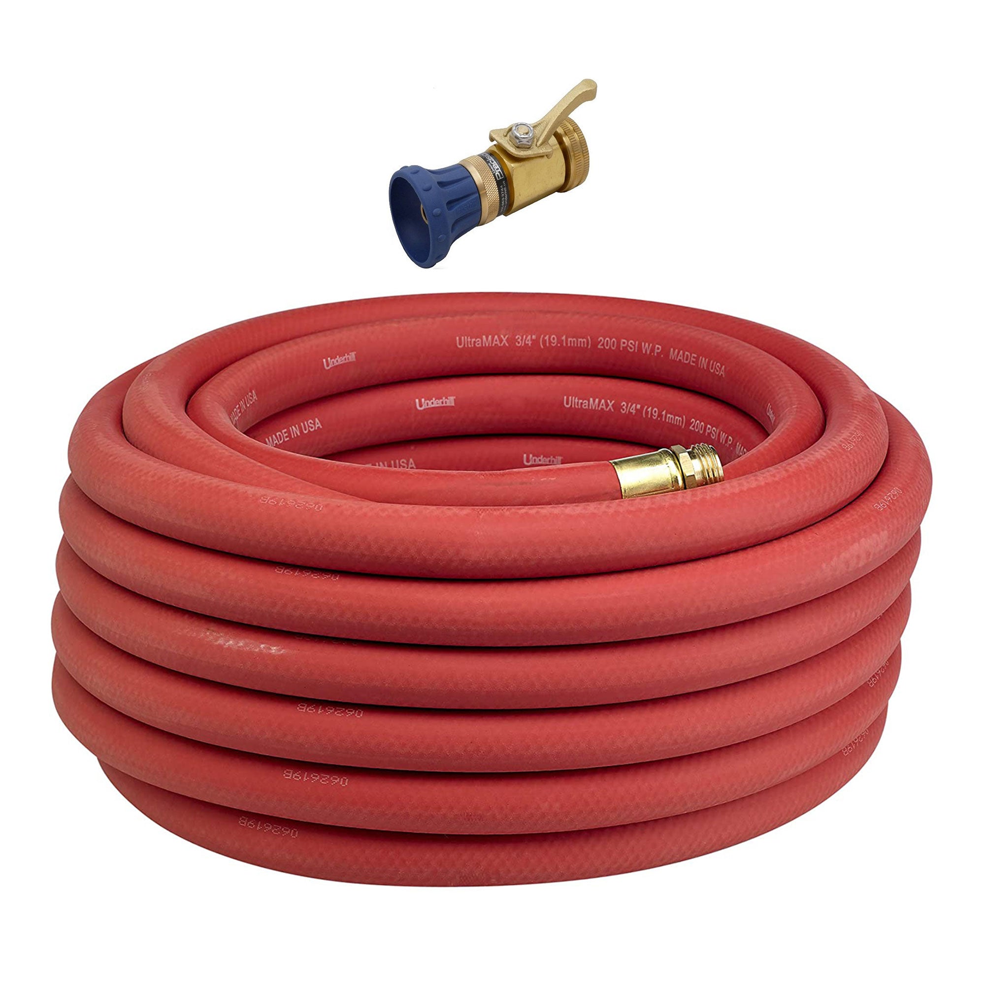Underhill Ultramax 25' Garden Hose, Red & Precision Cloudburst Hose End Nozzle
