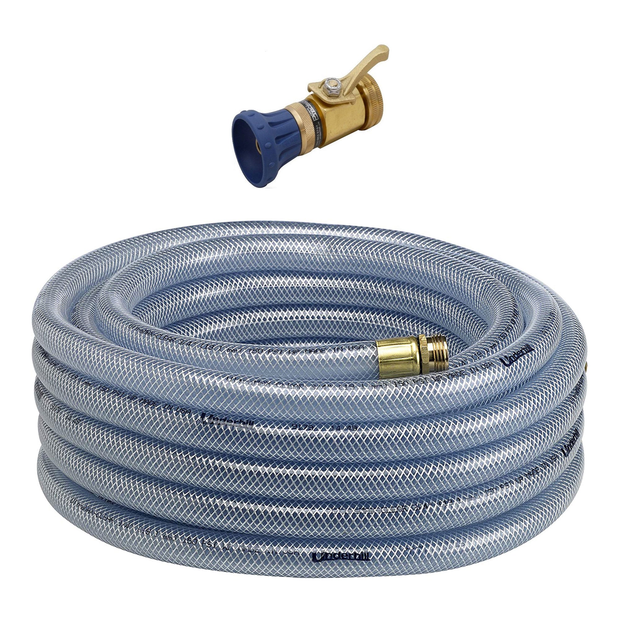 Underhill Ultramax 100' Clear Garden Hose & Precision Cloudburst Hose End Nozzle