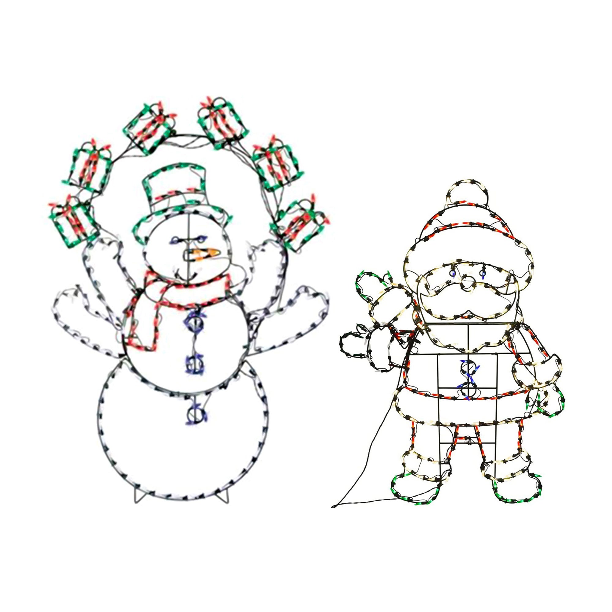 ProductWorks Pro Line Animated Christmas Display Set w/ 60" Snowman & 48" Santa - VMInnovations