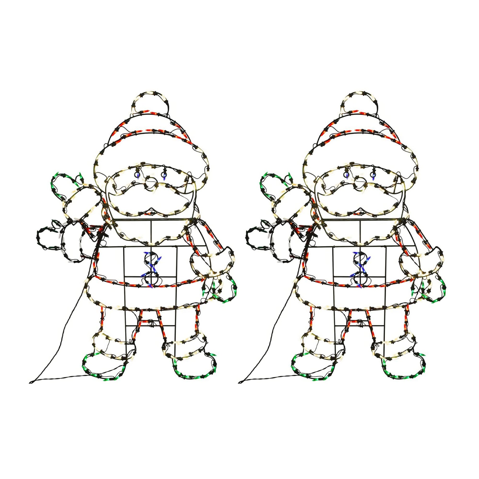ProductWorks 2 Pack 48" Pro-Line LED Animation Waving Santa Christmas Decoration