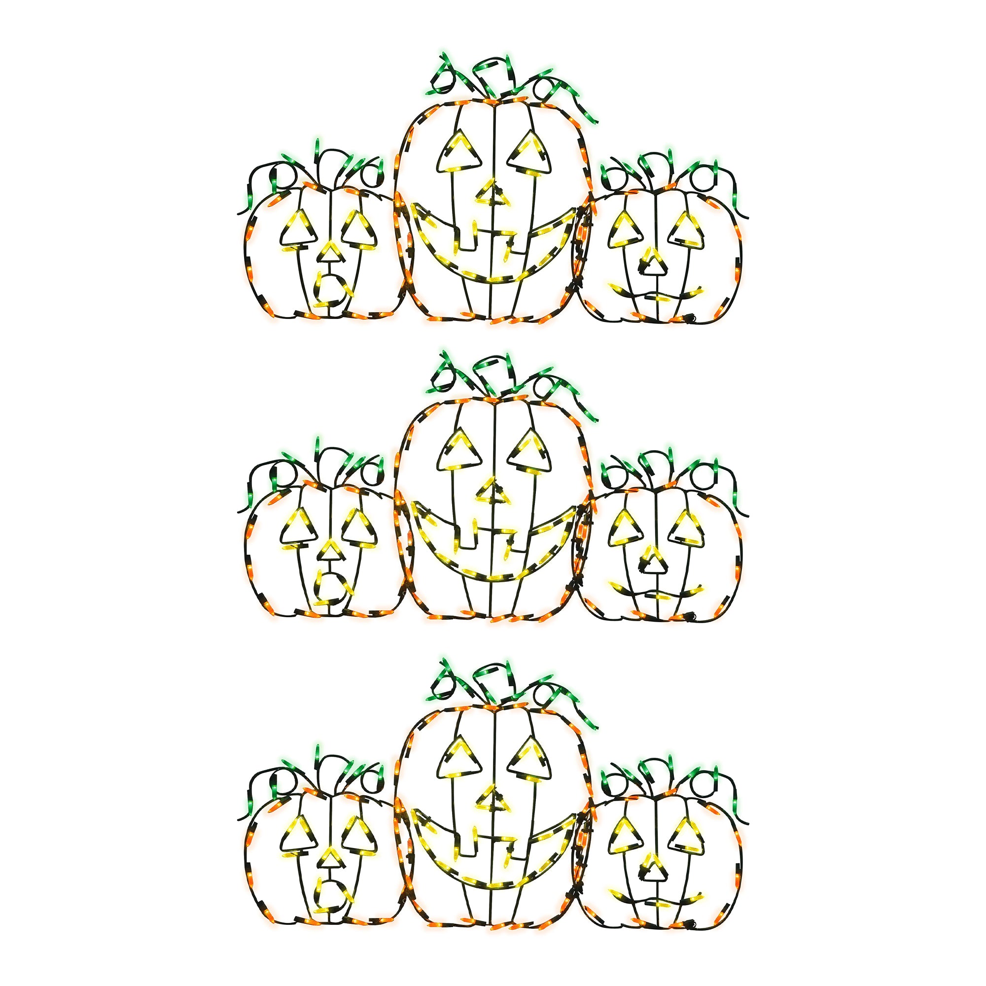 ProductWorks Pro Line LED Jack-O-Lanterns Halloween Yard Decoration (3 Pack) - VMInnovations