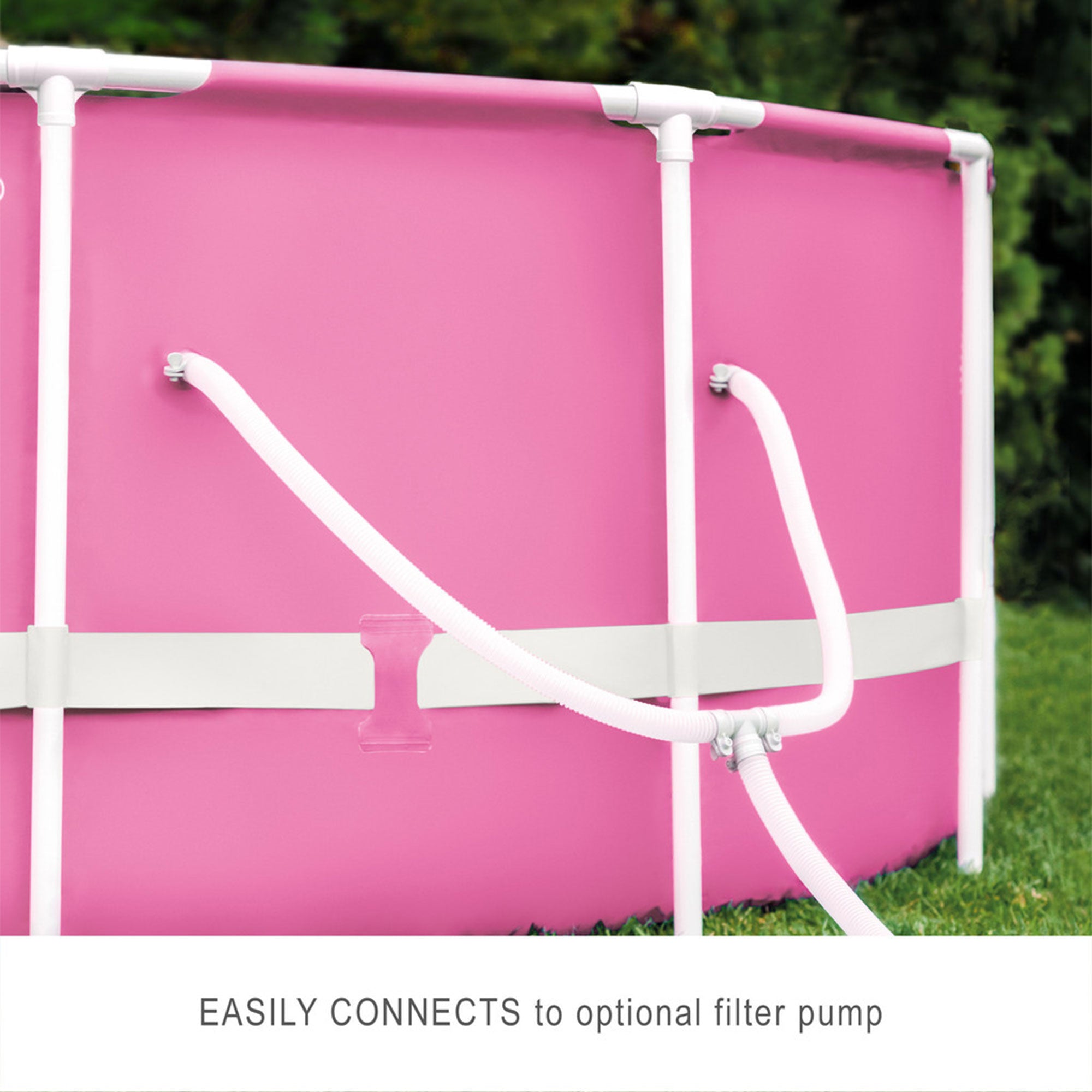 Intex 28290EH 8' x 30" Round Metal Frame Above Ground Swimming Pool, Pink (Used) - VMInnovations