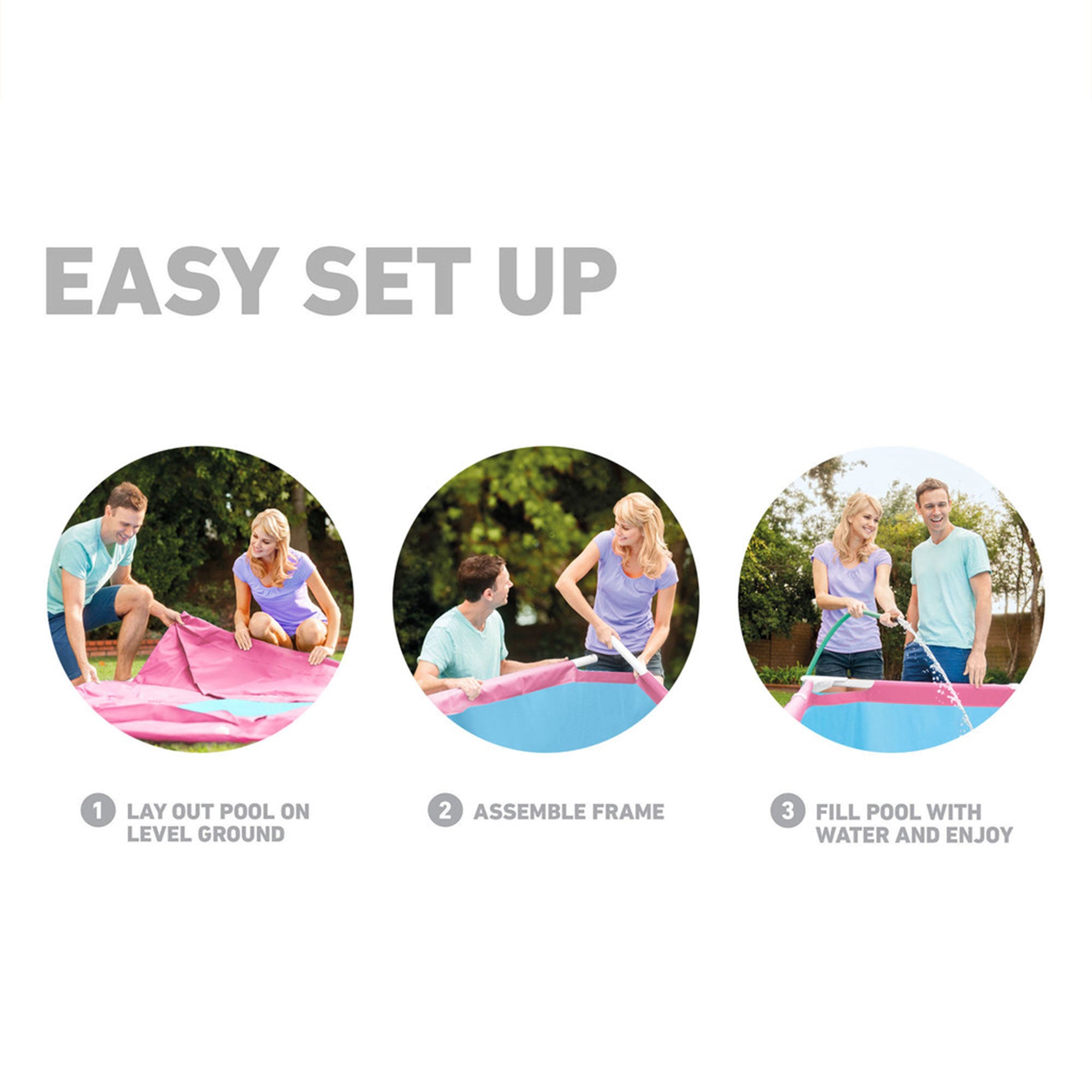 Intex 28290EH 8' x 30" Round Metal Frame Above Ground Swimming Pool, Pink (Used) - VMInnovations
