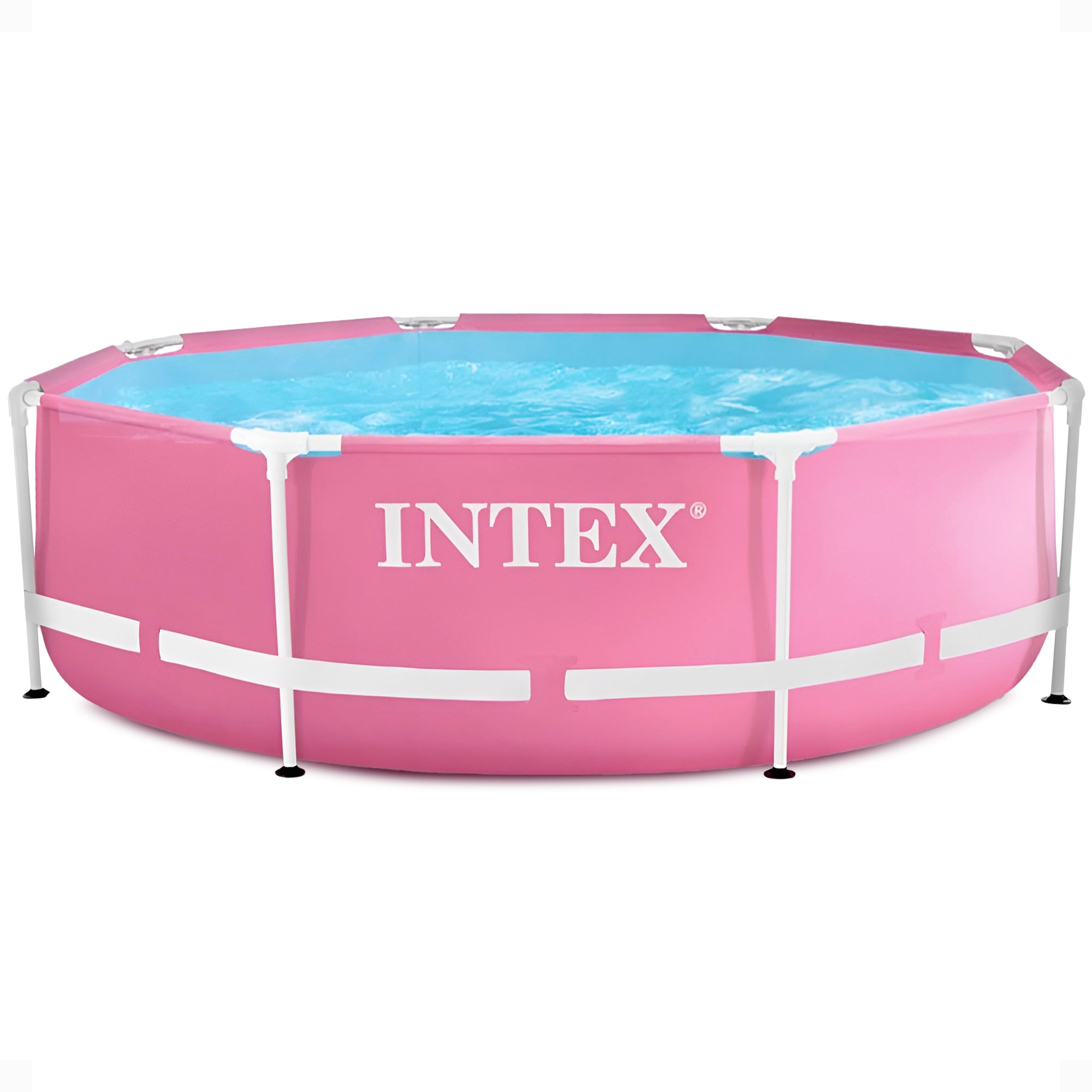 Intex 28290EH 8ft x 30in Round Metal Frame Above Ground Swimming Pool, Pink