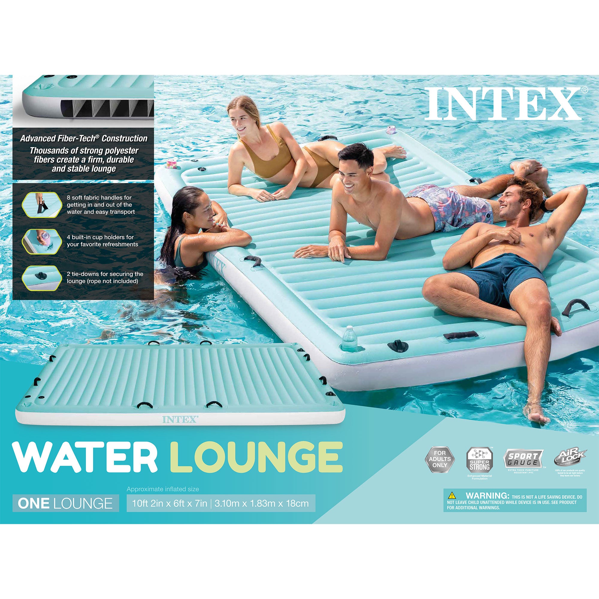 Intex Water Lounge 10x6 Foot Oversized Lake/Beach Float Platform Pad (Open Box) - VMInnovations