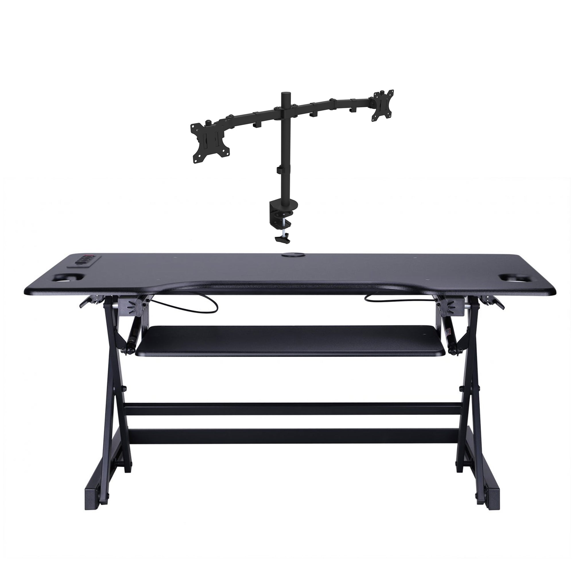 Rocelco 46 Inch Standing Desk Converter and Adjustable Dual Monitor Desk Mount - VMInnovations