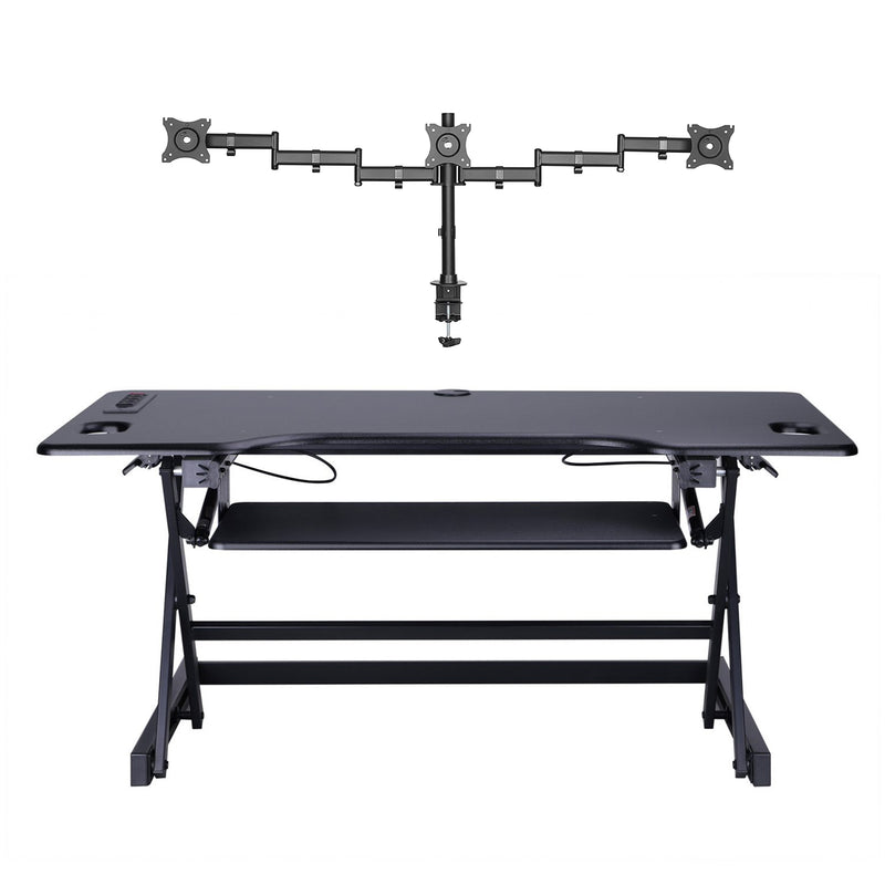 Rocelco 46 Inch Standing Desk Converter and Adjustable Triple Monitor Desk Mount