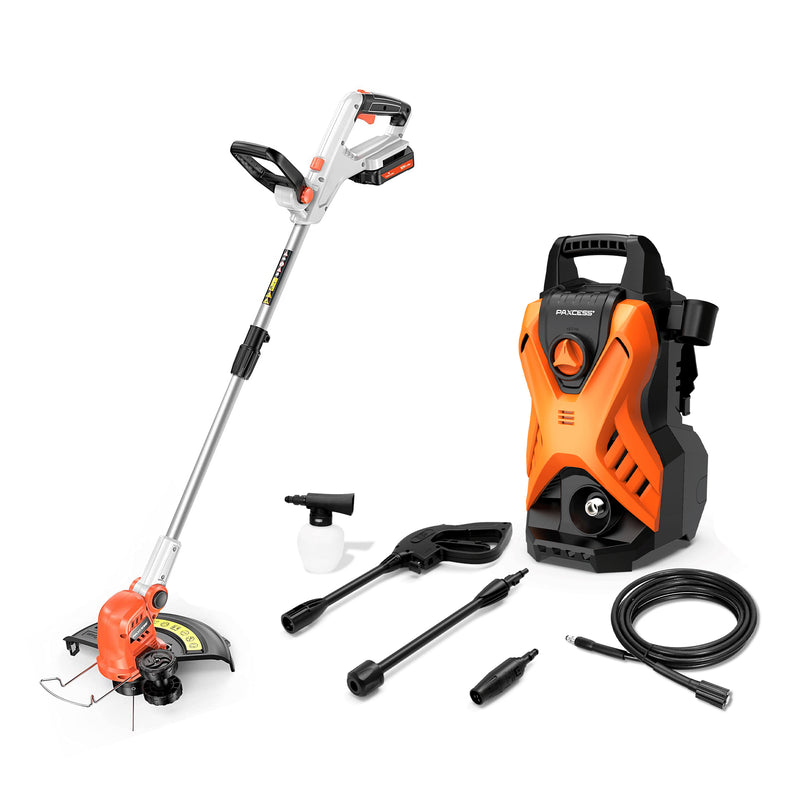 PAXCESS 12 In Cordless String Trimmer Tool & Power Washer with Adjustable Nozzle