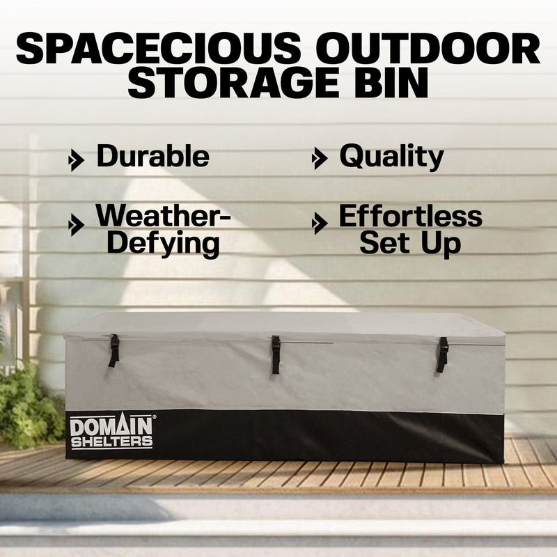 Domain Shelters 176 Gallon 6 x 2 Foot Outdoor Patio Storage Deck Box, Gray/Black