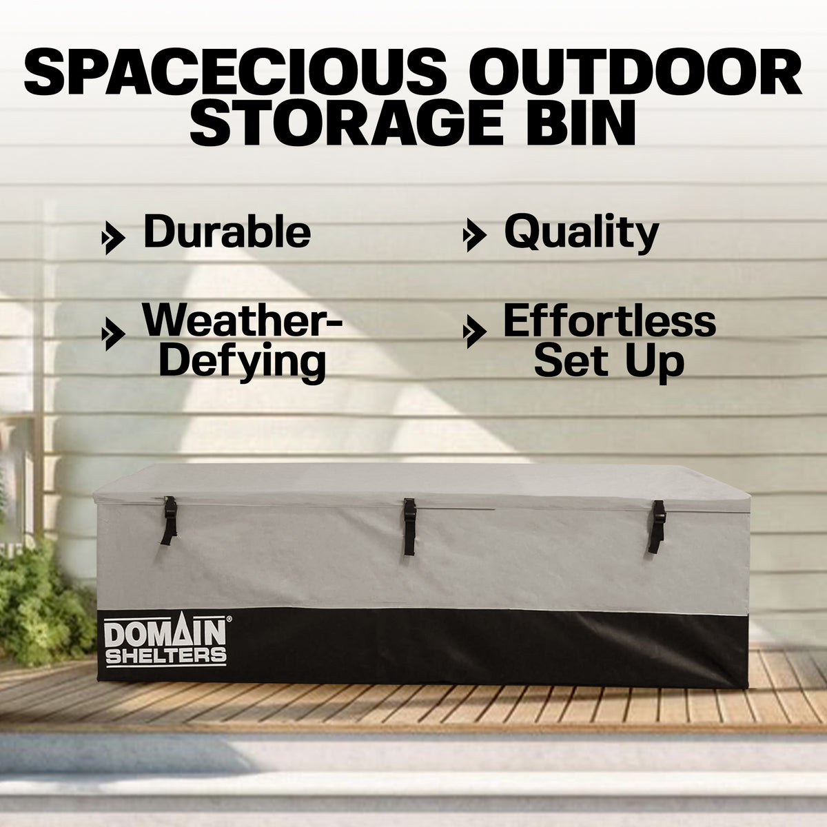 Domain Shelters 176 Gal 6'x2'ft Patio Storage Deck Box, Gray/Black (Open Box) - VMInnovations