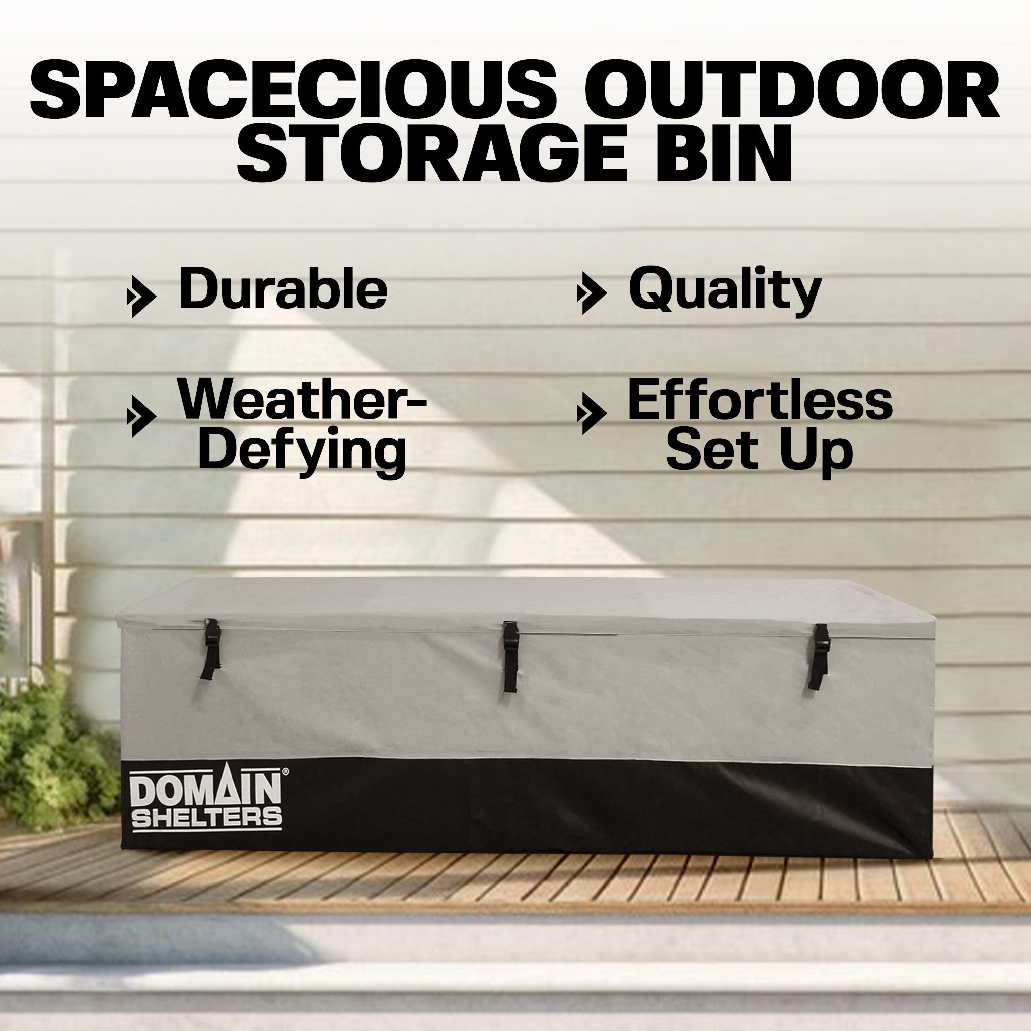 Domain Shelters 176 Gal 6'x2'ft Patio Storage Deck Box, Gray/Black (Open Box) - VMInnovations