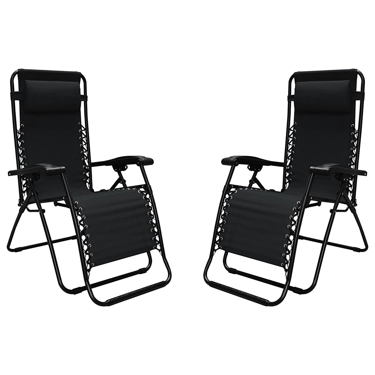 Caravan Sports Zero Gravity Folding Patio Lounge Chair, Black (Pair) (Used)