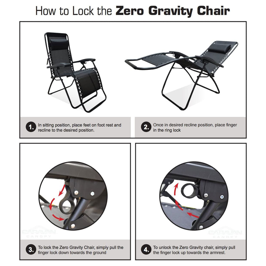 Caravan Sports Zero Gravity Outdoor Folding Camping Patio Lounge Chair, Blue - VMInnovations