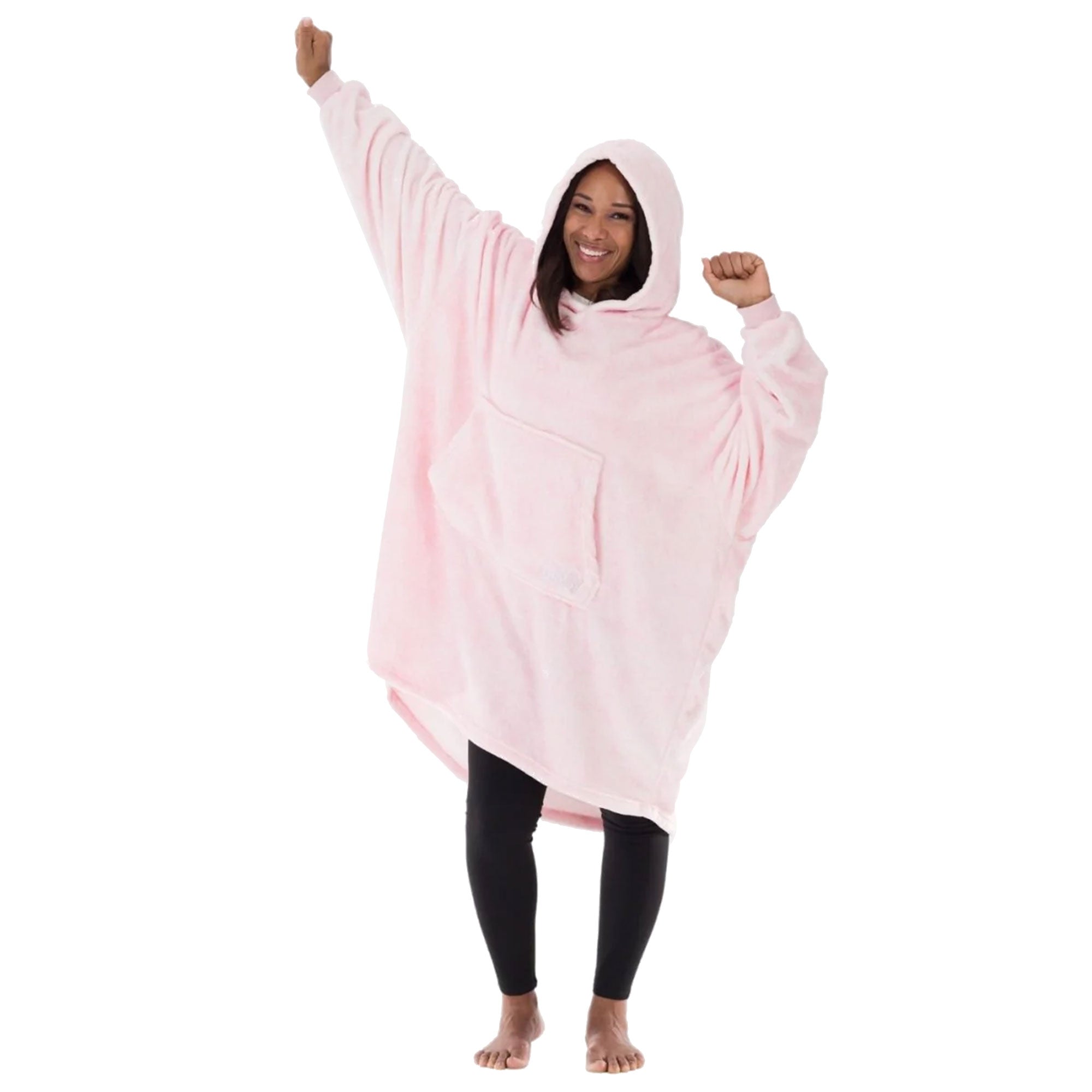 The Comfy Dream Microfiber Wearable Blanket Hoodie for Adults, Pink (Open Box) - VMInnovations