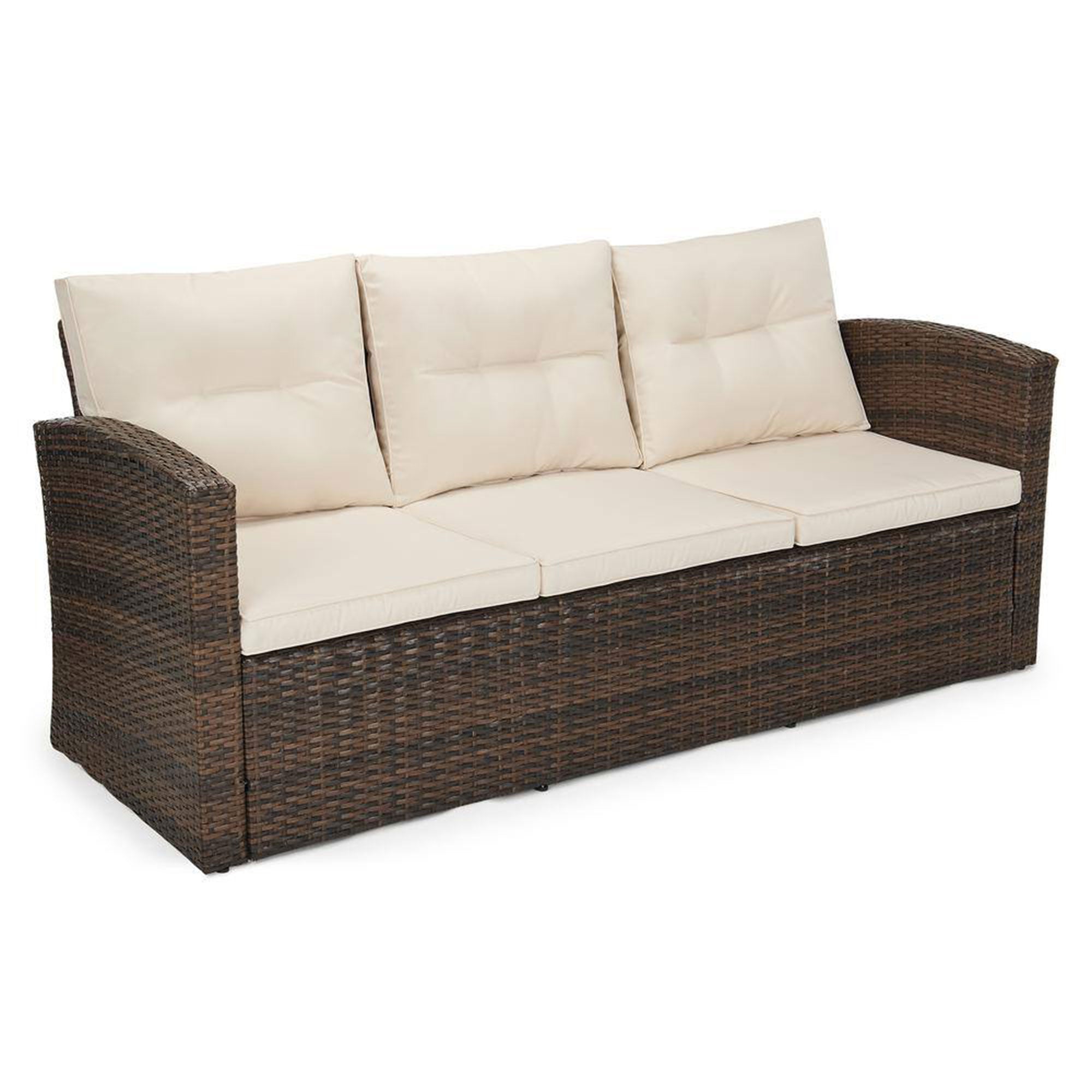 Edyo Living 6-Piece Brown Wicker Patio Furniture Conversation Seating Set, Beige - VMInnovations