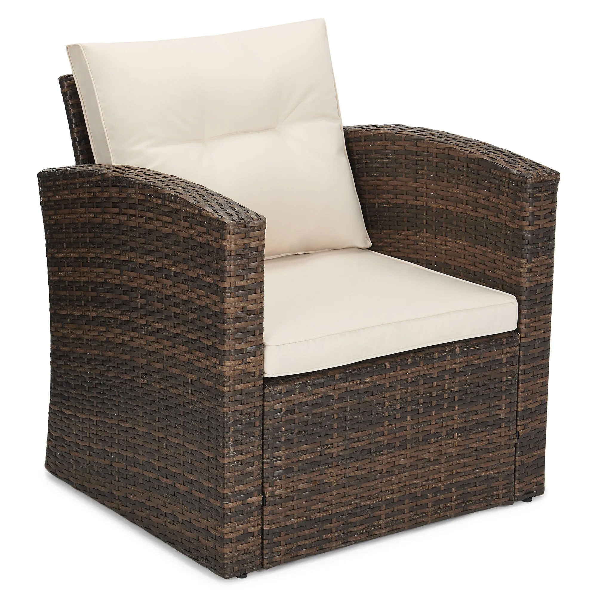 Edyo Living 6-Piece Brown Wicker Patio Furniture Conversation Seating Set, Beige - VMInnovations