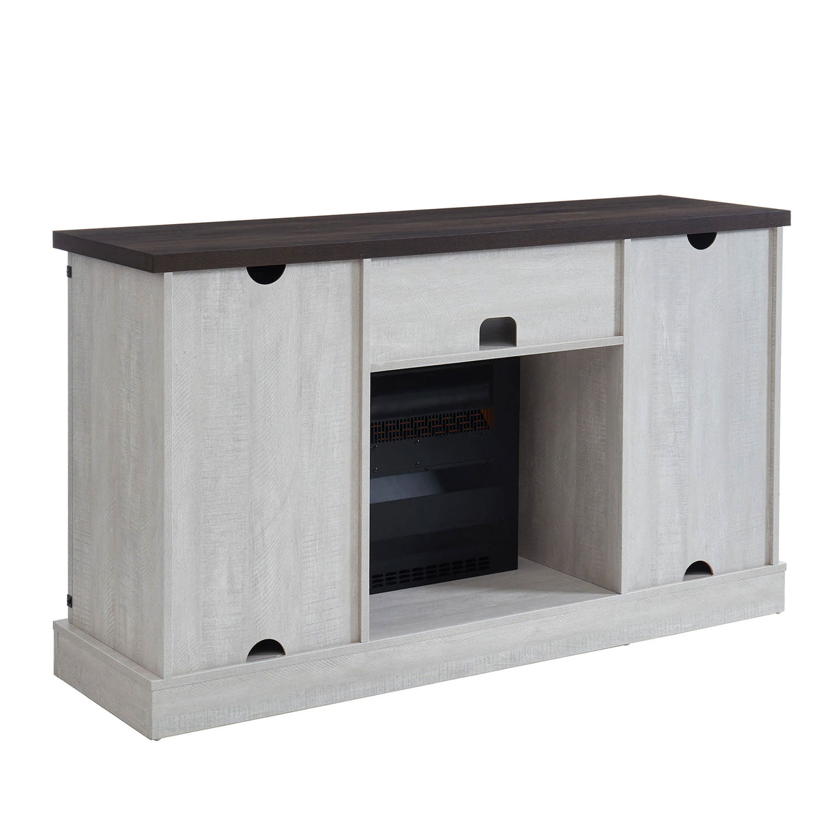 JYED DECOR Sliding Barn Door Electric Fireplace TV Stand Media Console, White