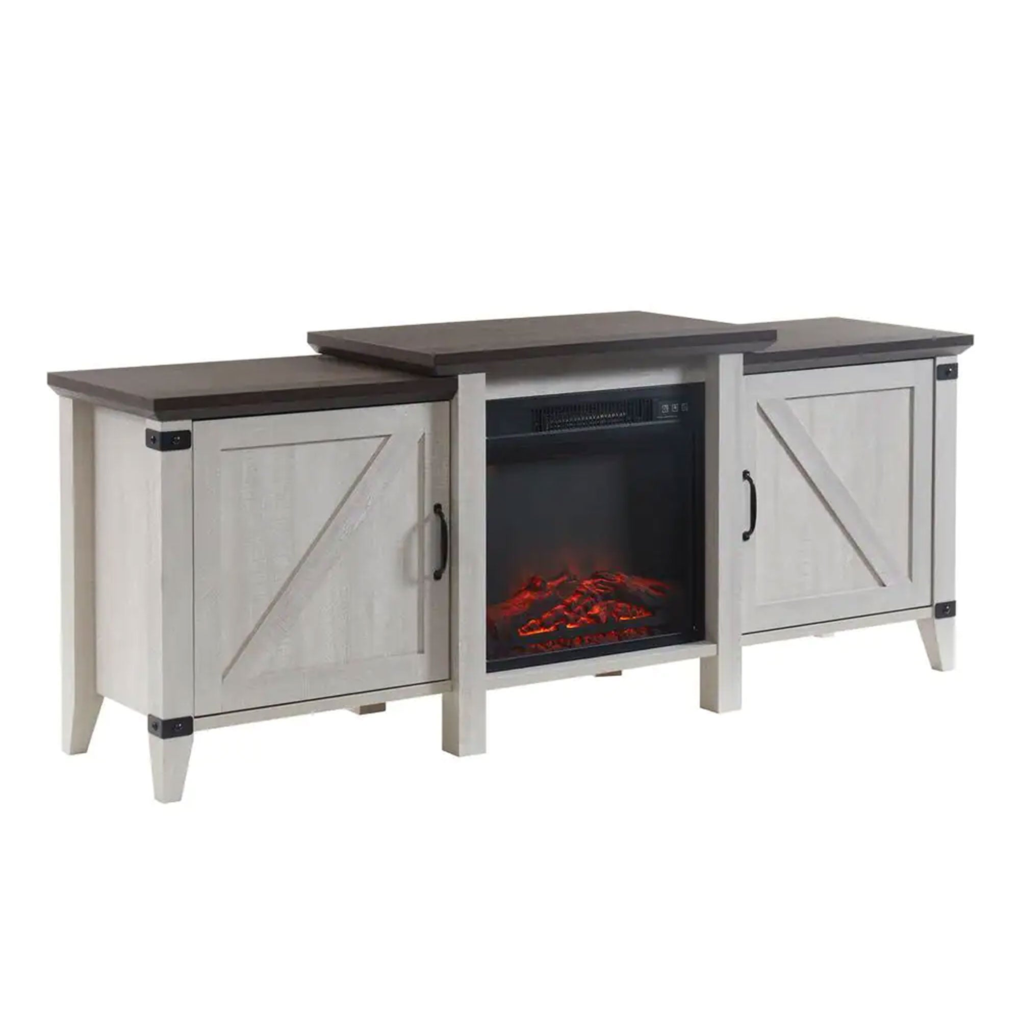 Edyo Living 63in Freestanding Wooden Electric Fireplace TV Stand Console, Grey - VMInnovations