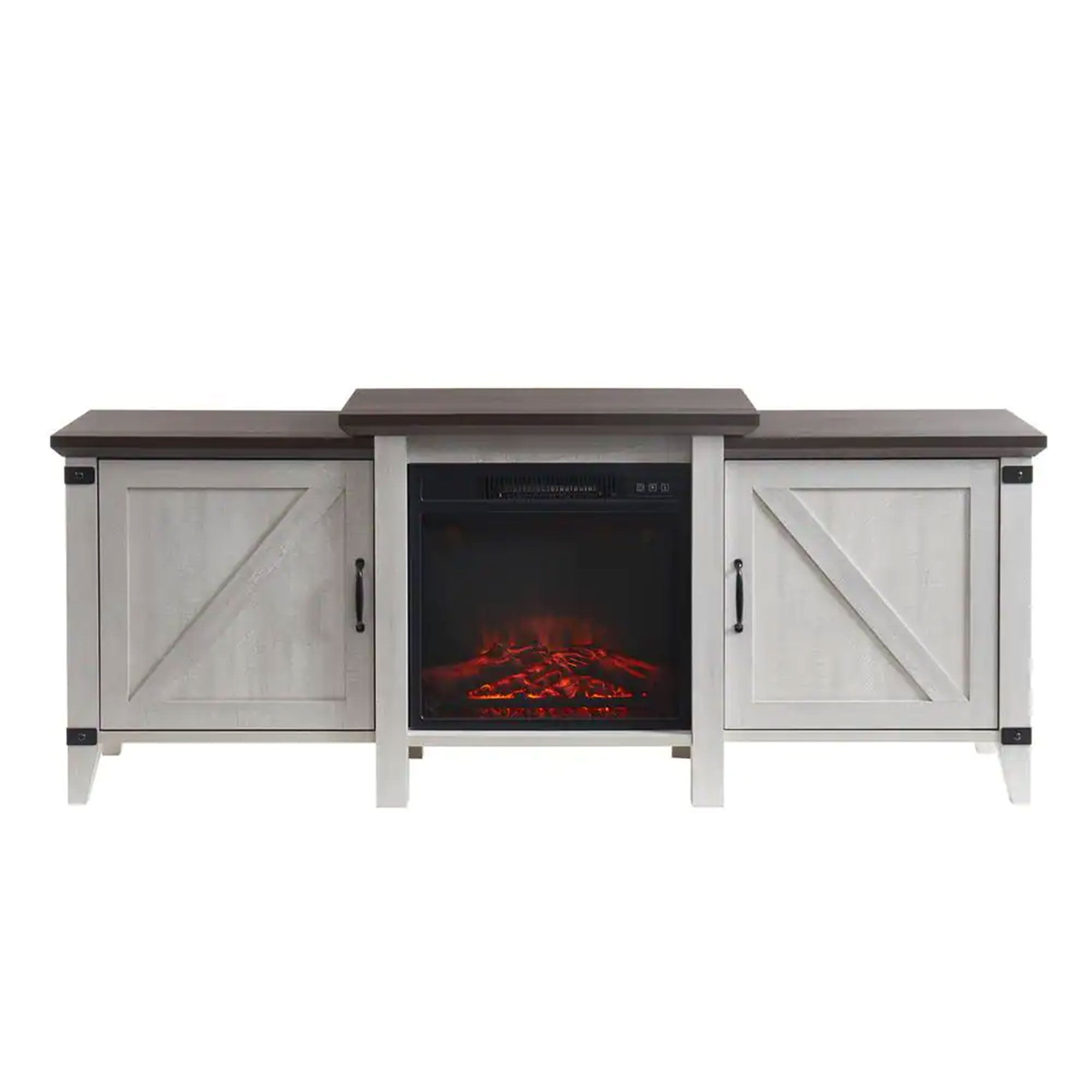 Edyo Living 63in Wooden Electric Fireplace TV Stand Console, Grey (Open Box) - VMInnovations