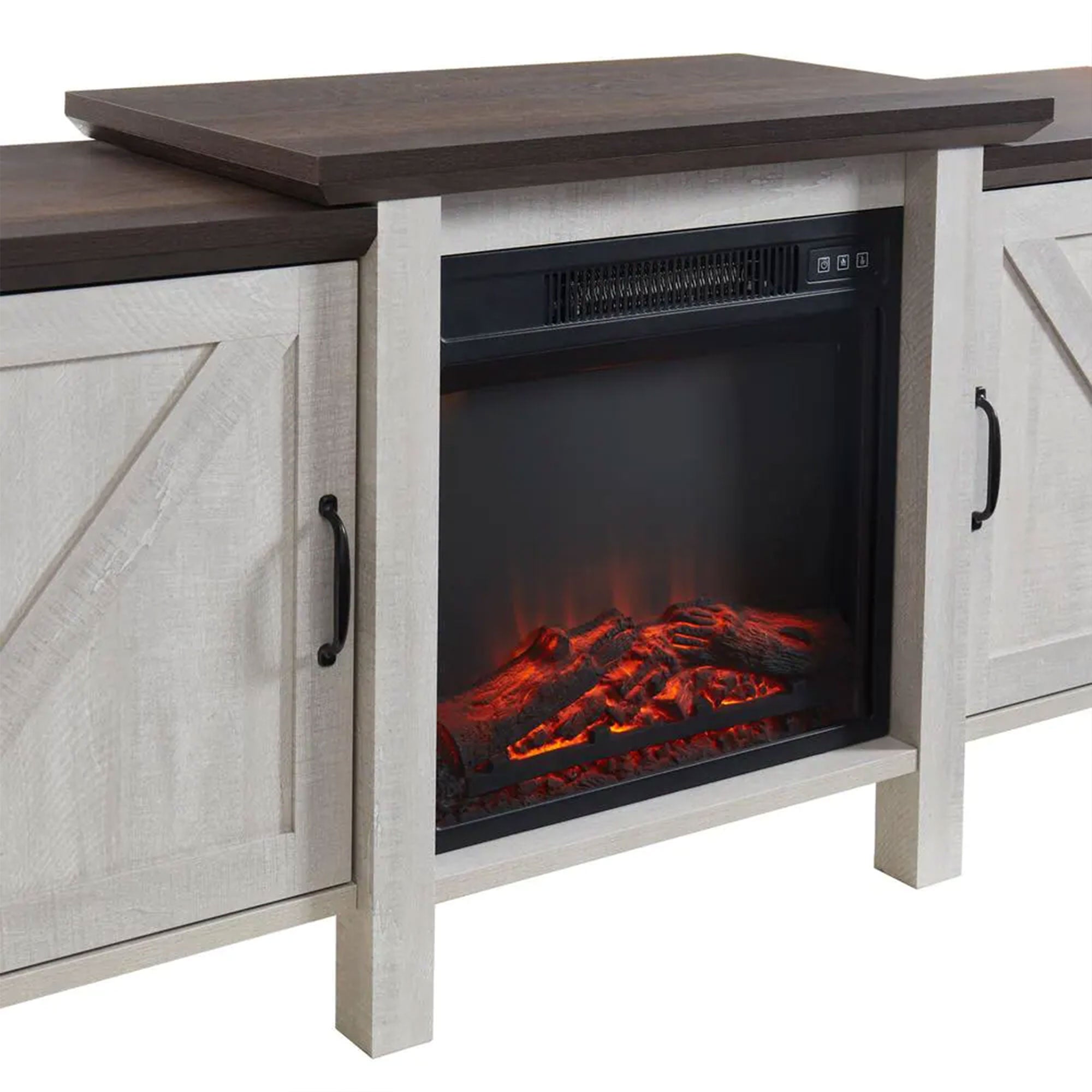 Edyo Living 63in Freestanding Wooden Electric Fireplace TV Stand Console, Grey