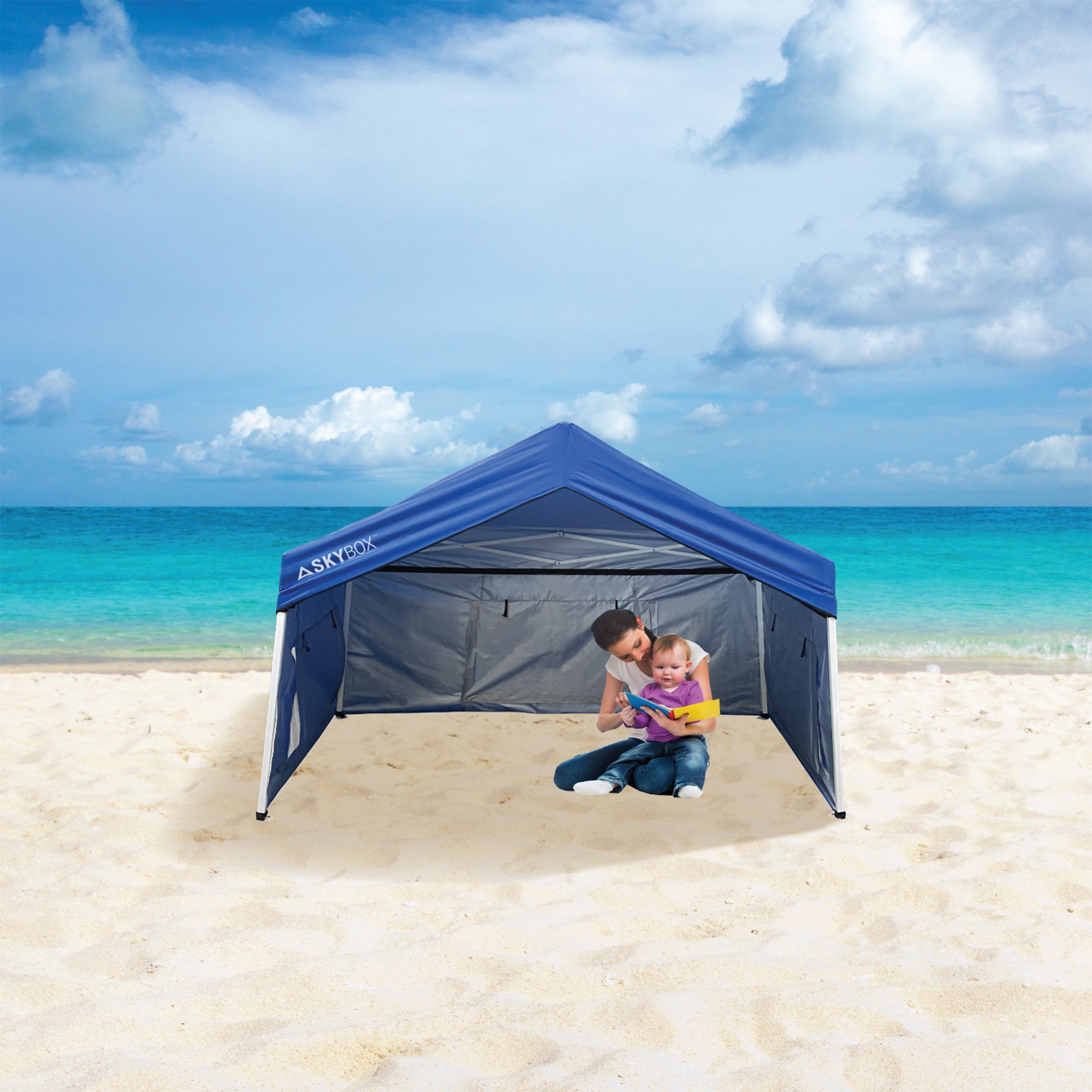 Caravan Canopy Skybox 3.2' x 6.5' Instant Steel Sport Shelter, Blue (Open Box) - VMInnovations