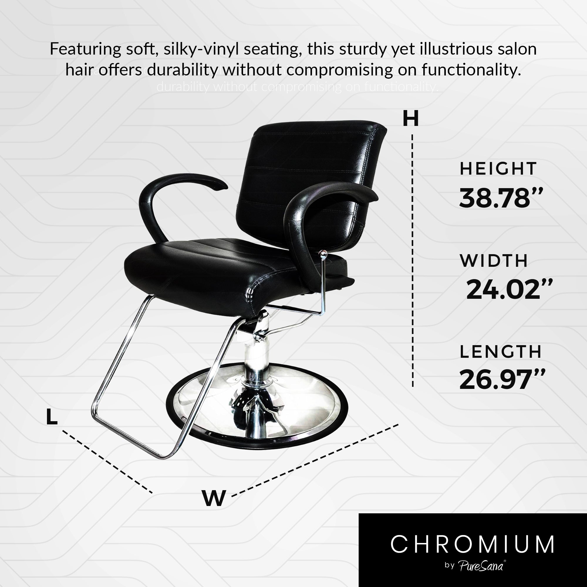 PureSana Chromium Kyler 360 Degree Professional Salon Chair, Black (Used)