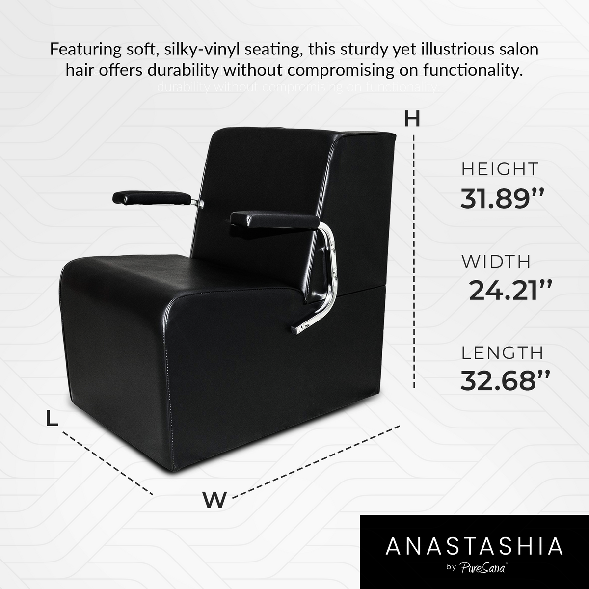 PureSana Chromium Auto Reclining Vinyl Shampoo Chair and Hair Dryer Chair, Black