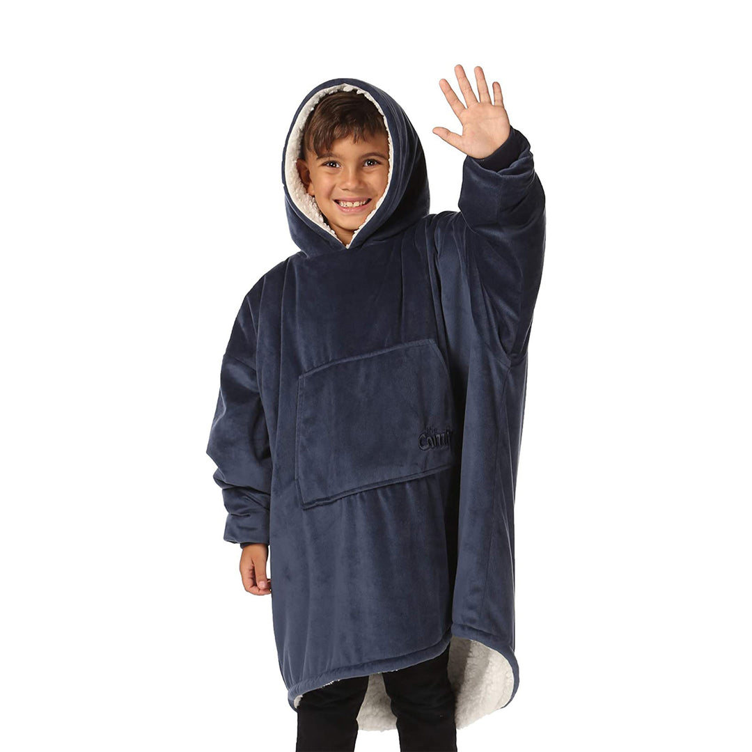 The Comfy Original Jr Kids Oversized Microfiber Sherpa Wearable Blanket, Blue - VMInnovations