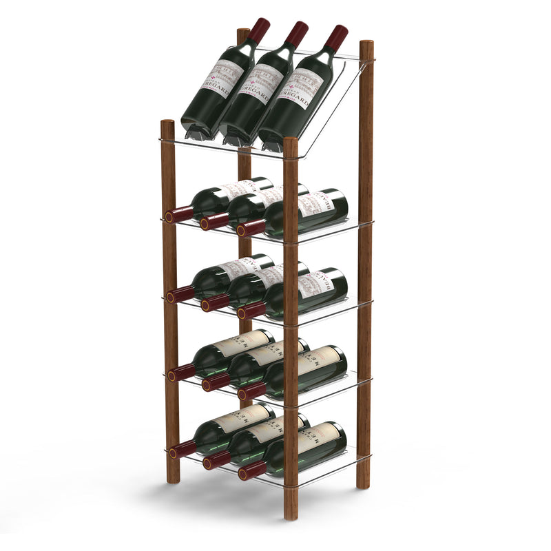 Life Story MyWinebar 15 Bottle Wine Holder Storage Rack Stand with Display Shelf