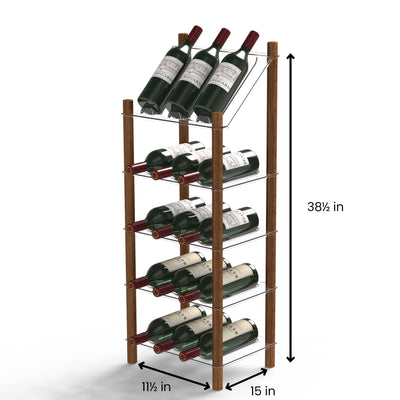 Life Story MyWinebar 15 Bottle Wine Holder Storage Rack Stand with Display Shelf