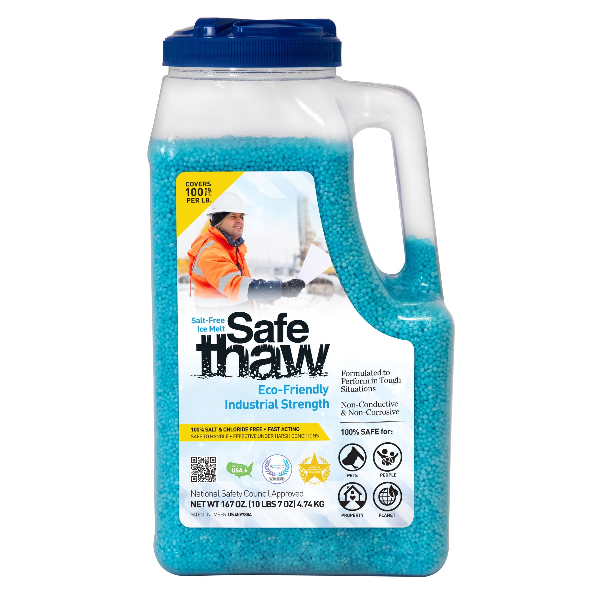 Safe Thaw Industrial Strength Salt Free Traction Ice Melt, 10lb 7oz Jug (2 Pack) - VMInnovations
