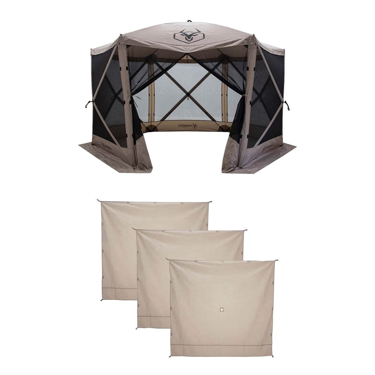 Gazelle Tents G6 8 Person Gazebo and Portable Wind Panels, Desert Sand (3 Pack)