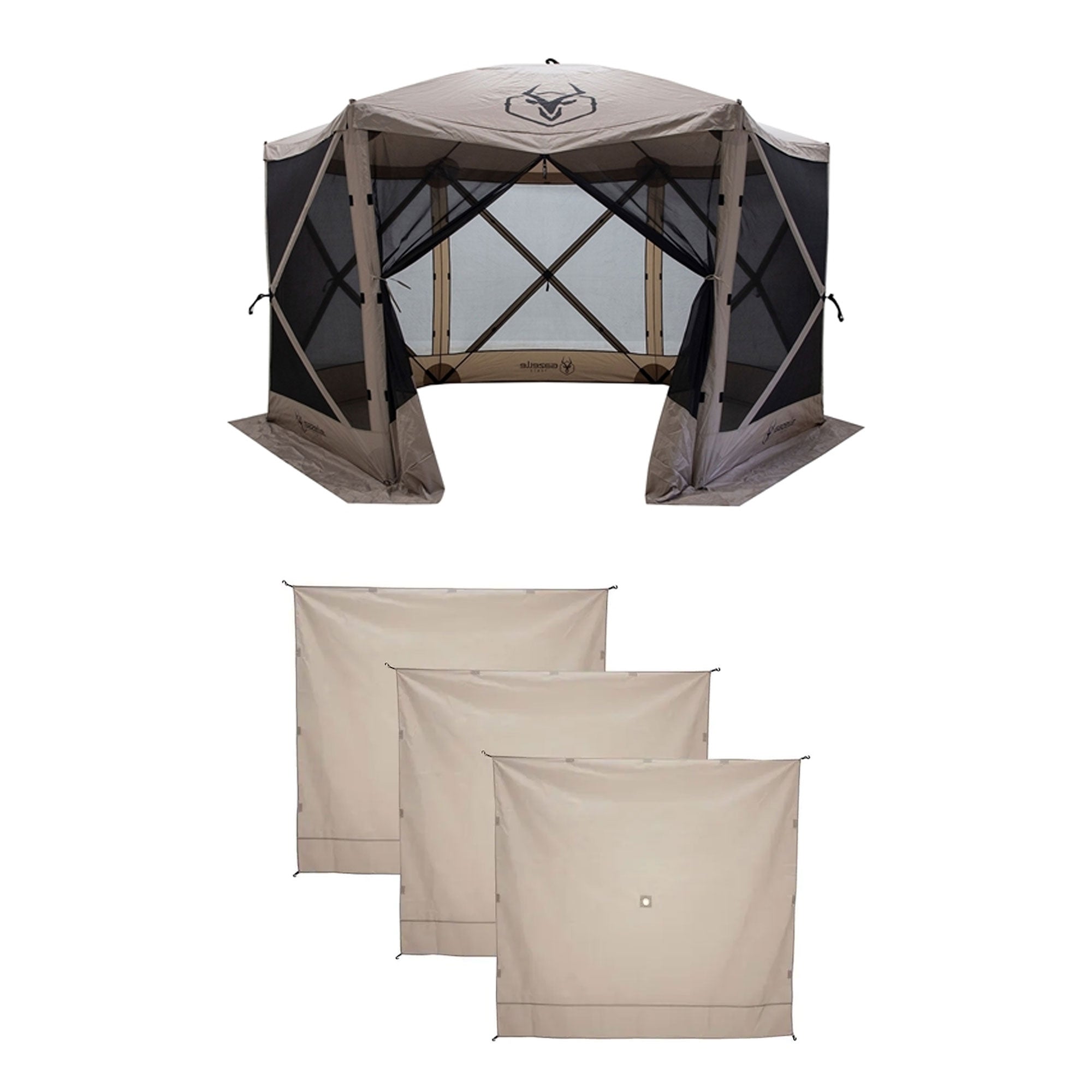 Gazelle Tents G6 8 Person Gazebo and Portable Wind Panels, Desert Sand (3 Pack)