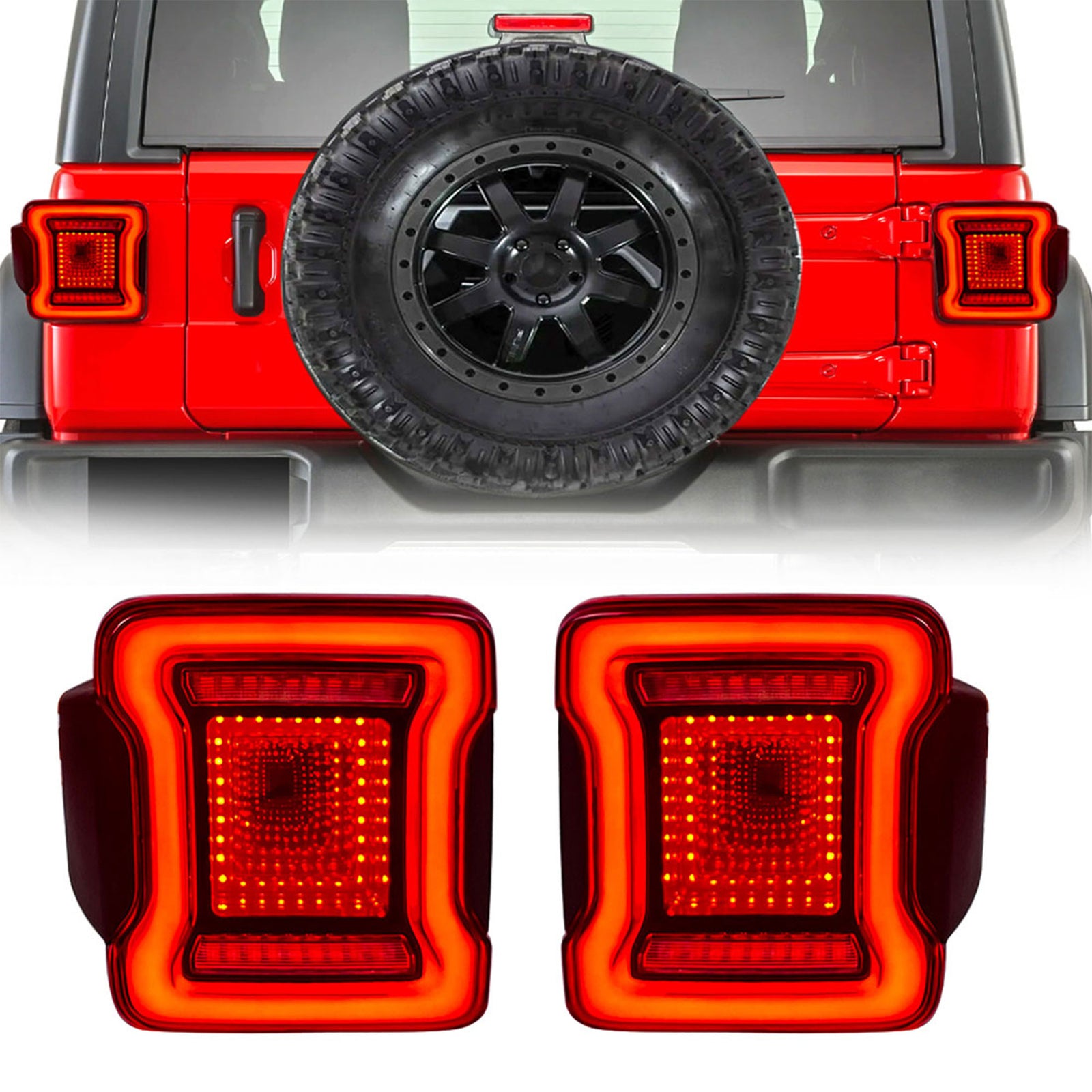 AMERICAN MODIFIED Red Lens V2 Tunnel Tail Lights for 2018-2023 Jeep Wrangler JL - VMInnovations