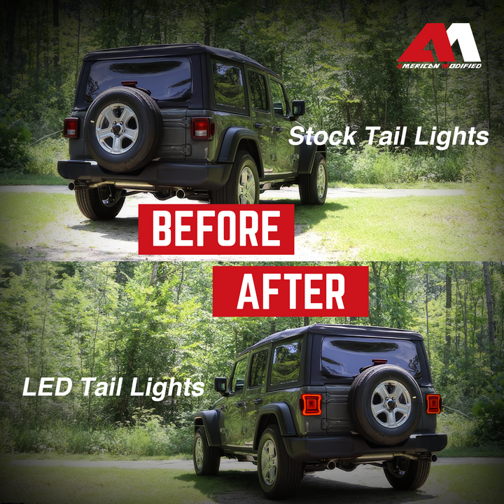 AMERICAN MODIFIED Red Lens V2 Tunnel Tail Lights for 2018-2023 Jeep Wrangler JL - VMInnovations