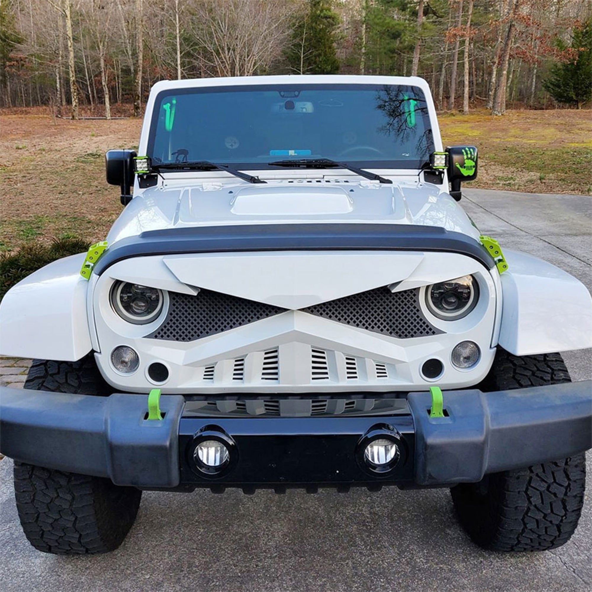 AMERICAN Front Hawke Grille Compatible with 2007-2018 Jeep Wrangler JK(Open Box) - VMInnovations