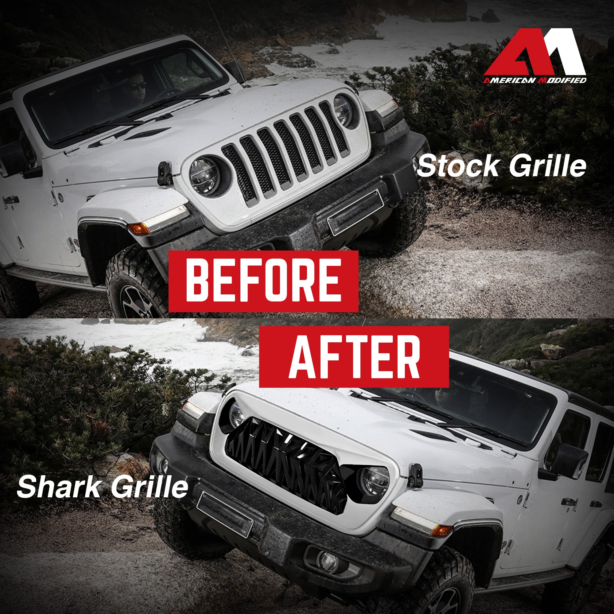 AMERICAN MODIFIED Shark Grille 2018+ Jeep Wrangler JL & 2020+ Gladiator JT(Used) - VMInnovations