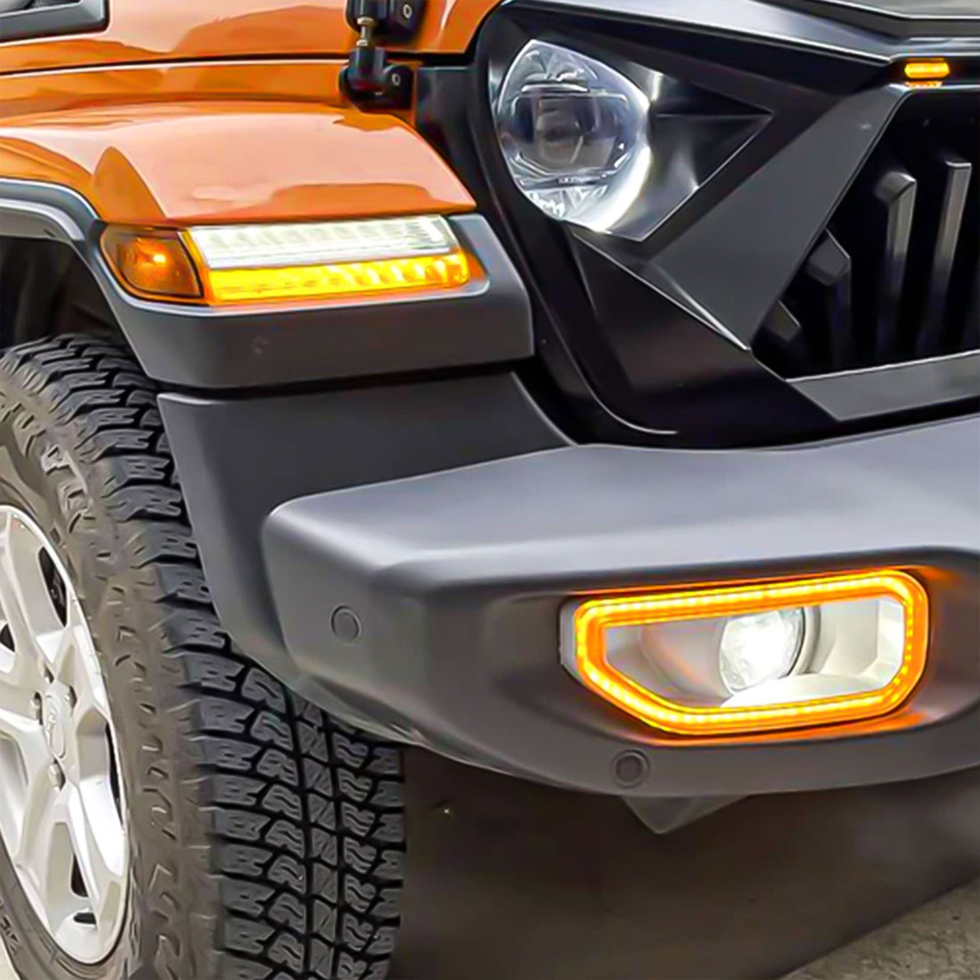 AMERICAN MODIFIED Fog Light Covers w/Turn Signal for 2018-2024 Jeep Wrangler JL - VMInnovations