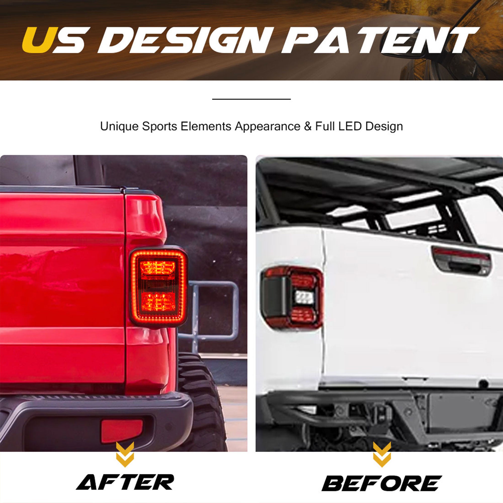 AMERICAN MODIFIED LED Tail Lights, 19-22 Jeep Gladiator JT, Black (Open Box) - VMInnovations