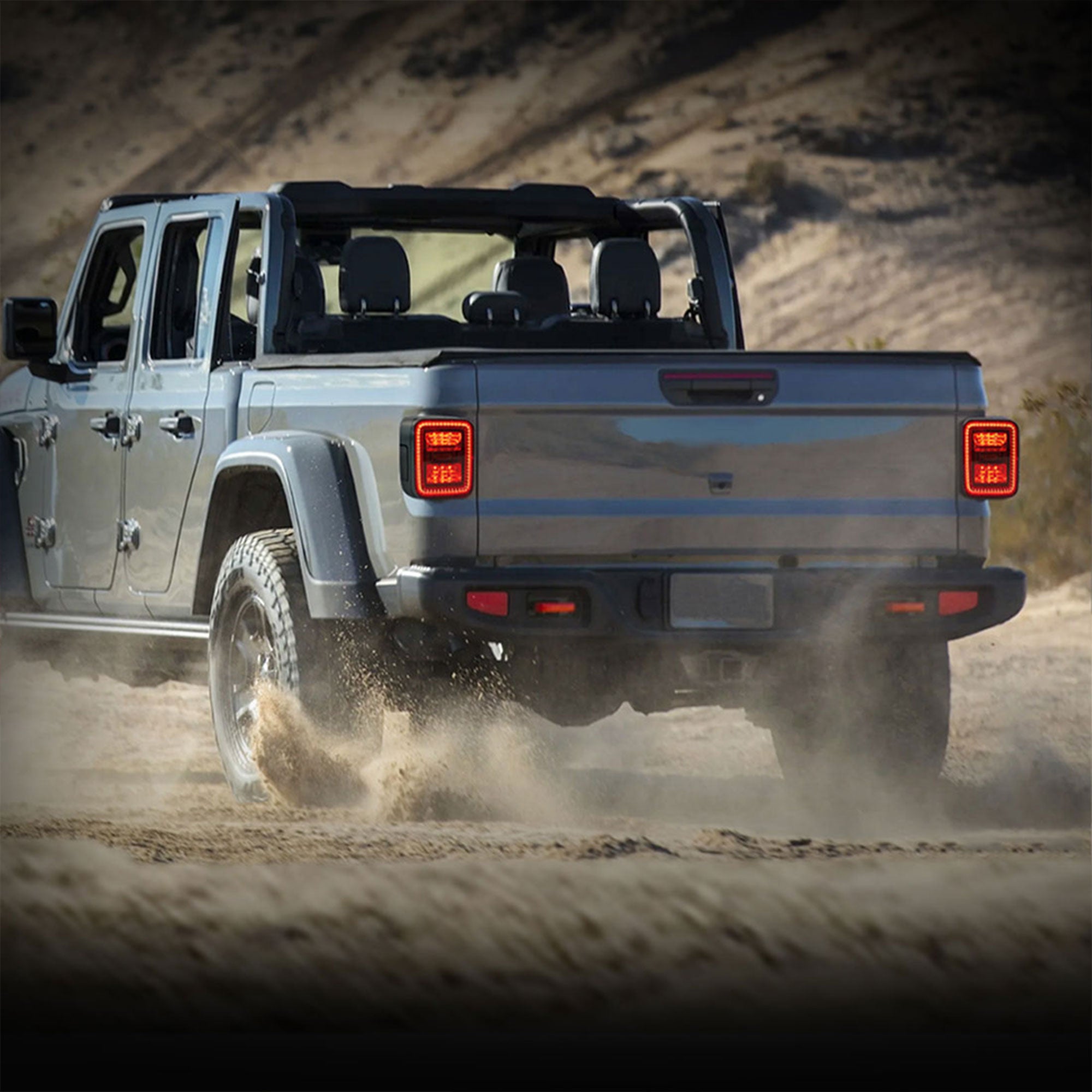 AMERICAN MODIFIED LED Tail Lights, 19-22 Jeep Gladiator JT, Black (Open Box) - VMInnovations