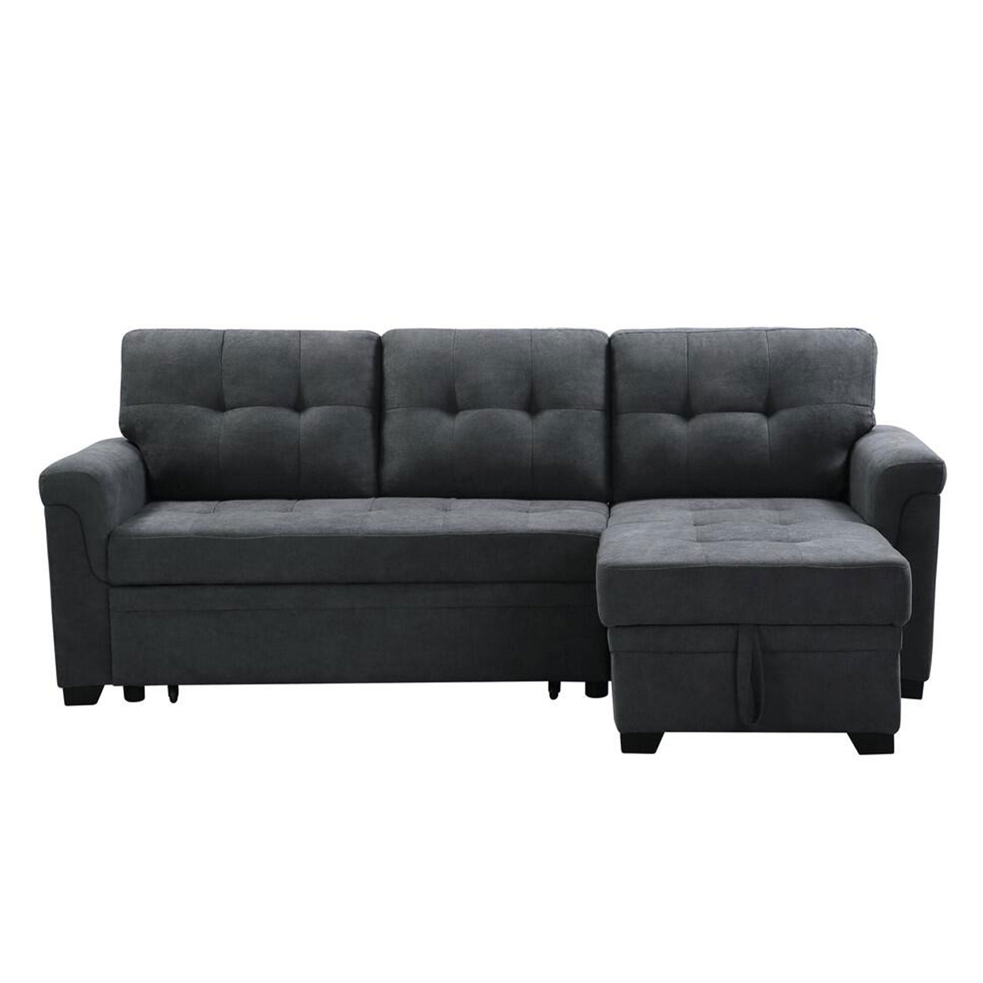 Lilola Home Lucca Performance Leather Sectional Sofa w/Storage, Charcoal (Used) - VMInnovations