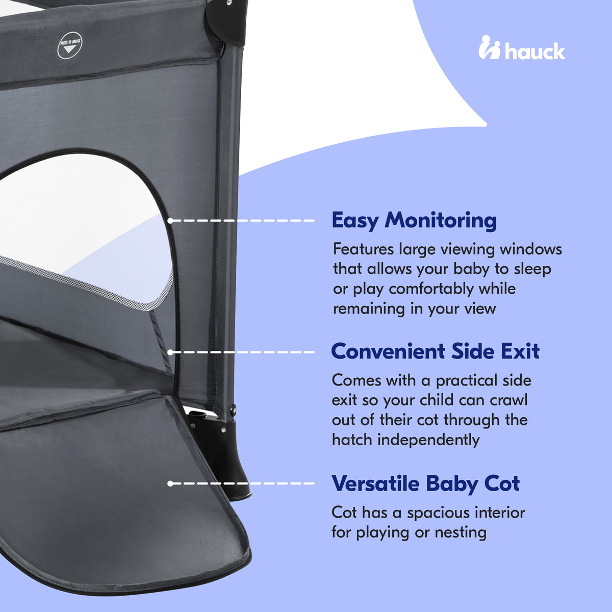 hauck Dream'n Play Plus For Babies And Toddlers Up to 33 Pounds, Grey (Used)