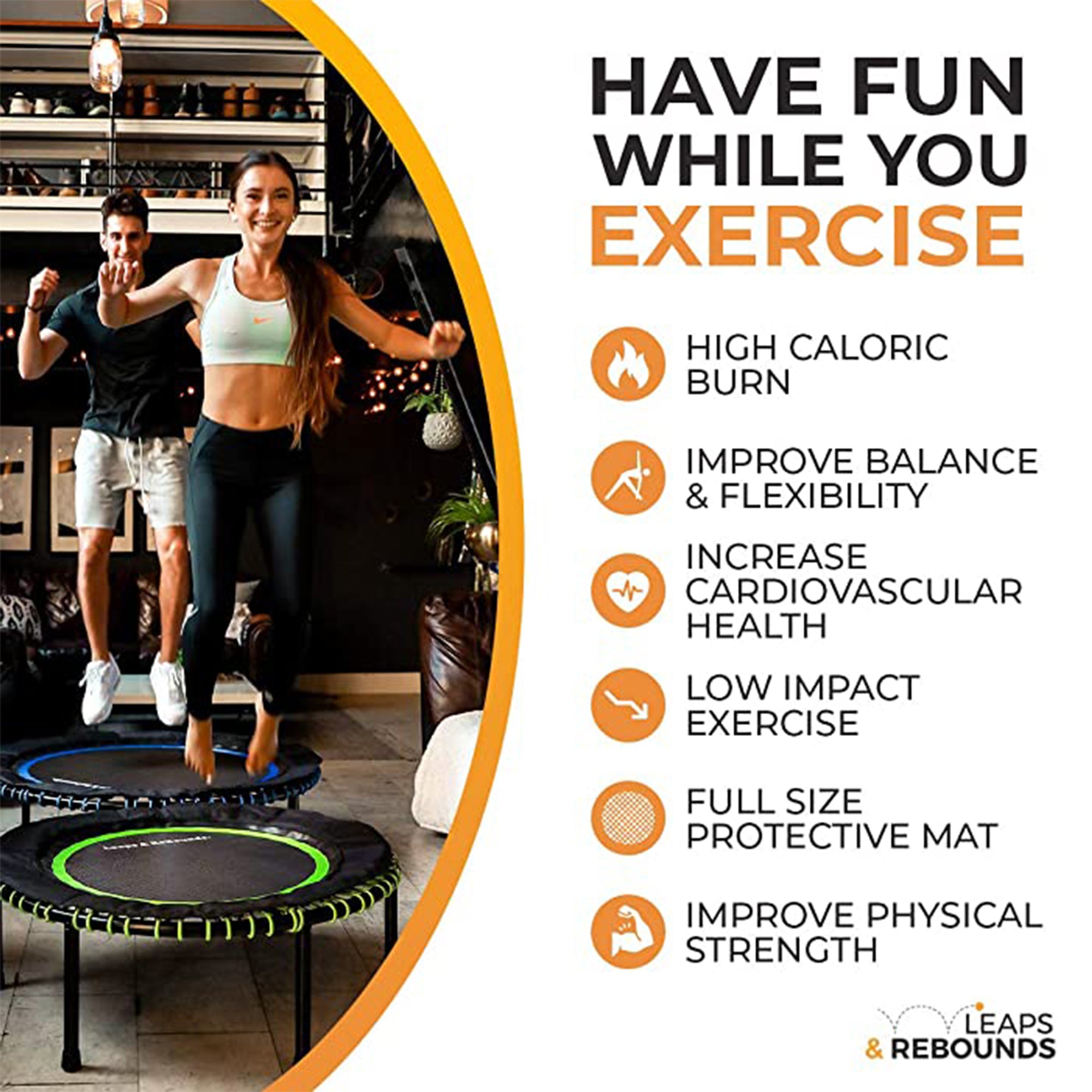 LEAPS & REBOUNDS 48" Mini Fitness Trampoline & Rebounder Equipment, Gray (Used) - VMInnovations