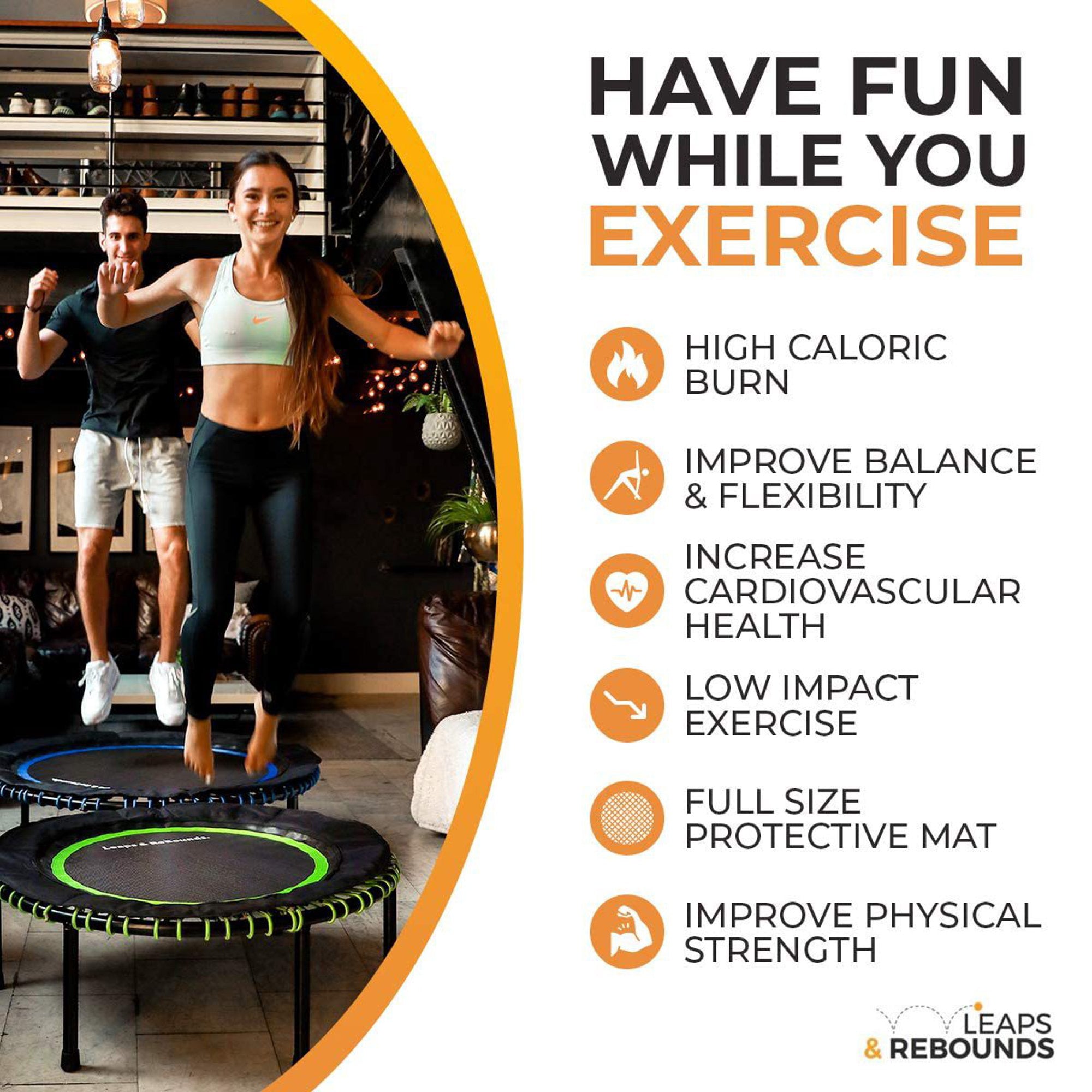 LEAPS & REBOUNDS 48" Mini Fitness Trampoline & Exercise Equipment, Red (Used) - VMInnovations